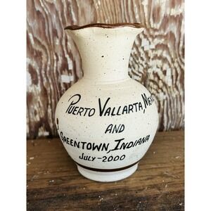 Puerto Vallarta Mexico Greentown Indiana July 2000 Pottery Hand Painted Vase